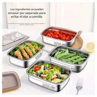 SteelPreserve ® Lonchera Antibacteriana de Acero Inoxidable||4 piezas