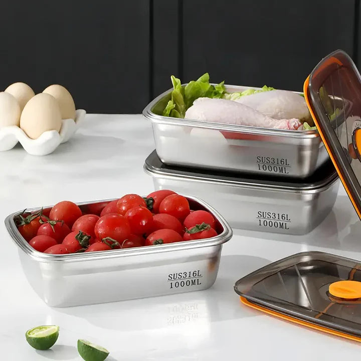 SteelPreserve ® Lonchera Antibacteriana de Acero Inoxidable||4 piezas
